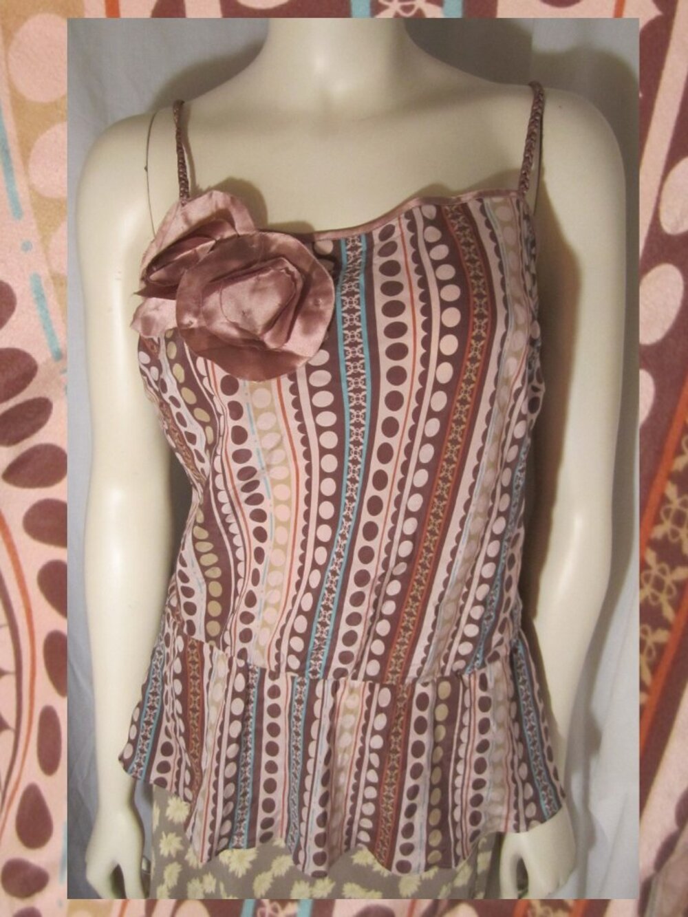 HEART MOON STAR Y2K Dot Print Silk Camisole Tank Top NWT Rampage